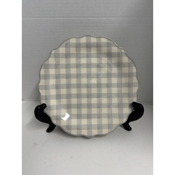 Pioneer Woman GINGHAM GREY Set of  4 Dinner Plates 10 3/4" NEW - Picture 7 of 10